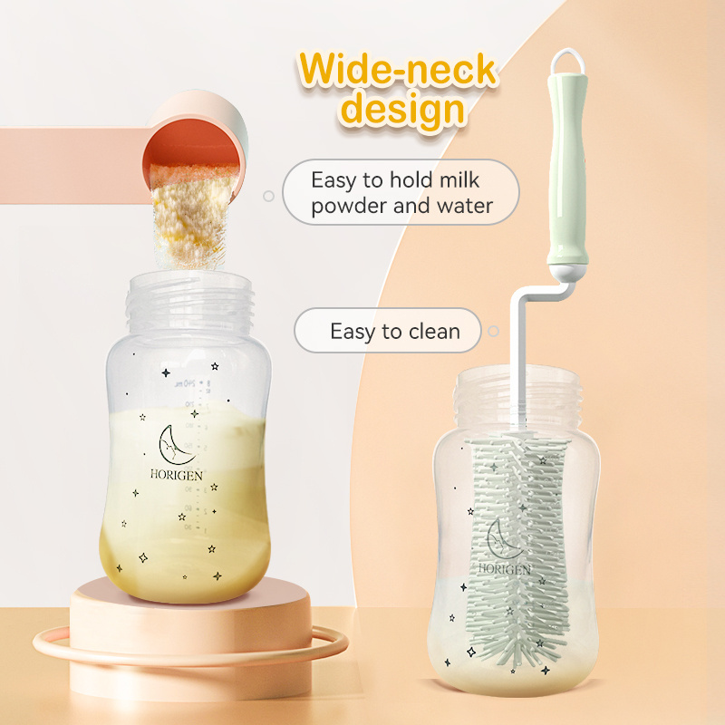 custom logo factory oem BPA free silicone nipple wide neck baby feeding bottle pp food grade plastic pp milk bottles