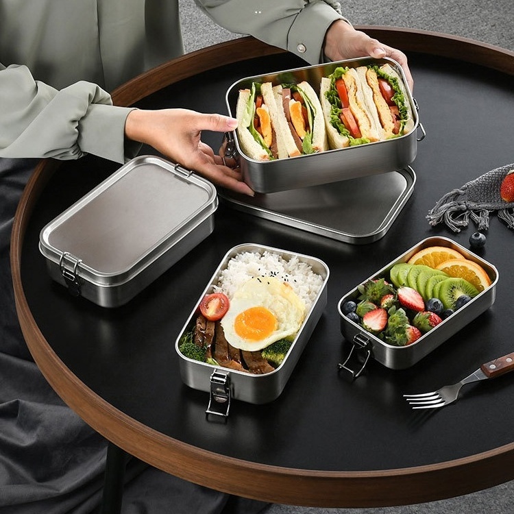 Bento Lunch Box Food Storage Container Set Leak Proof for Kids School Adults Kitchen Accessories Stainless Steel Lunch Box