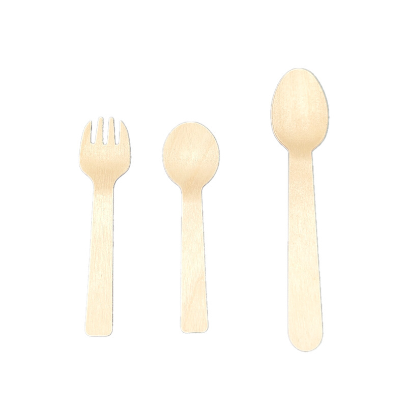 High Quality Disposable Natural Wooden Cutlery Coffee Stirrer Pastry Dessert Fork Ice Cream Spoon For Party