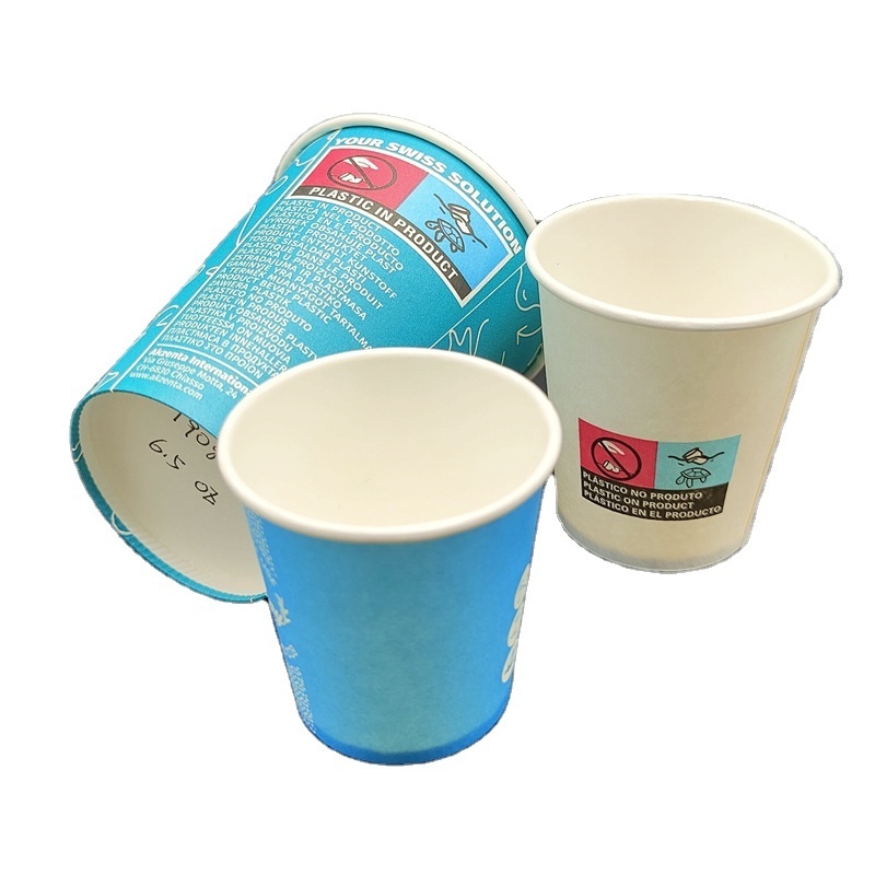 Wholesale Custom Logo Printed 8 oz PE Coated Biodegradable Disposable Single Wall Paper Coffee Cup With Lid