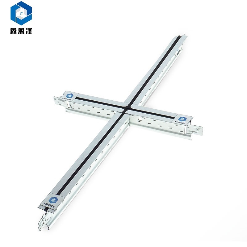 Ceiling T-grid,wide main beams,stab-in cross-tees,wall moldings