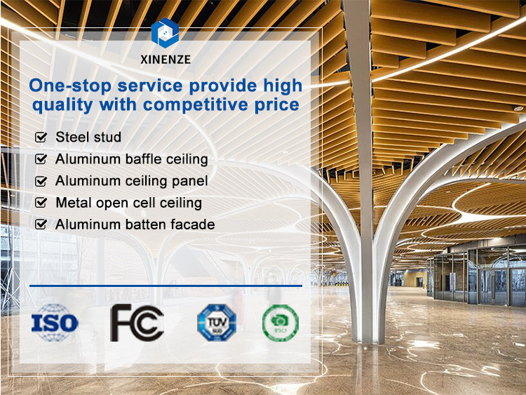 Baffle Suspended Ceiling Fireproof Ceiling Panel Good Quality Aluminum Customized Modern Aluminum Alloy Strip Metal Ceilings