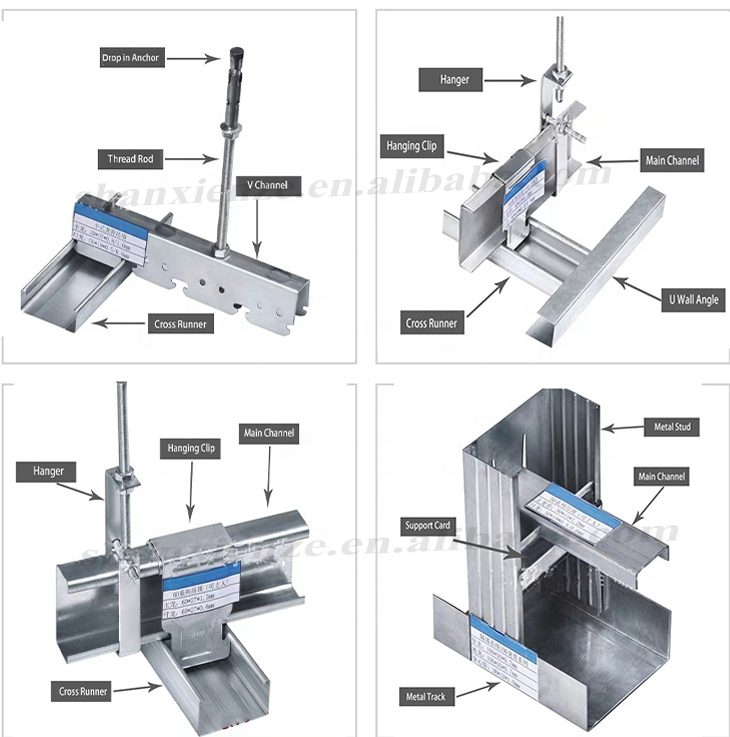 Galvanized Metal Wall Stud Partition Metal Profile CD 60 UD 28/Drywall Steel Framing Metal Stud Track CW UW