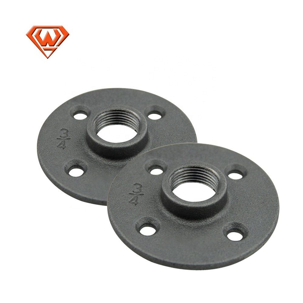 Garden furniture Black decorative malleable Cast iron 4 holes floor flange industrial pipe shelf flange