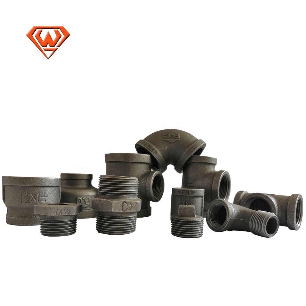 Male Female Reduced Threaded Malleable Socket Reducing Elbow Tee Gi Plumbing Material Malleable Banded  Black Iron Pipe Fitting