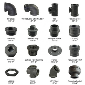 Male Female Reduced Threaded Malleable Socket Reducing Elbow Tee Gi Plumbing Material Malleable Banded  Black Iron Pipe Fitting