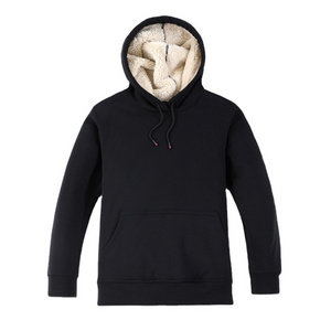 Mens Cotton plush Hoodies Sherpa Fleece Sweatshirts Fuzzy Long Sleeve Fall Outwear Winter Hooded  Kangaroo Pockets Sweatshirt