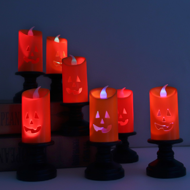 Halloween Lights Decorative Lighting LED Pumpkin Candle Holder Night Lights Candlestick Lamp Ornaments Halloween Decorations