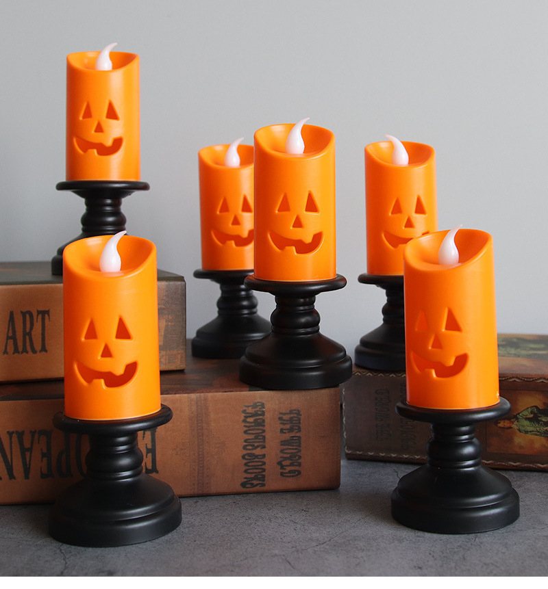 Halloween Lights Decorative Lighting LED Pumpkin Candle Holder Night Lights Candlestick Lamp Ornaments Halloween Decorations