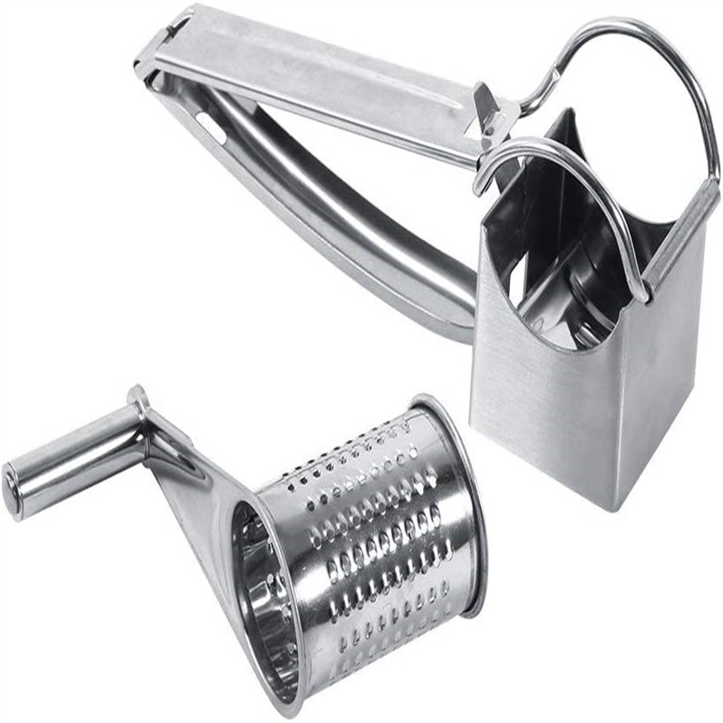 Kitchen 430 Stainless Steel Hand Crank Chis Grater with Lid Chis Graterfor Ginger Lemon Garlic Nutmeg Chocolate Grating Shredder