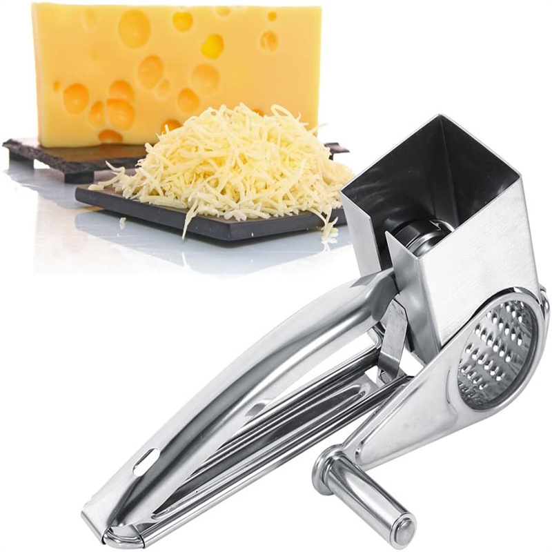 Kitchen 430 Stainless Steel Hand Crank Chis Grater with Lid Chis Graterfor Ginger Lemon Garlic Nutmeg Chocolate Grating Shredder