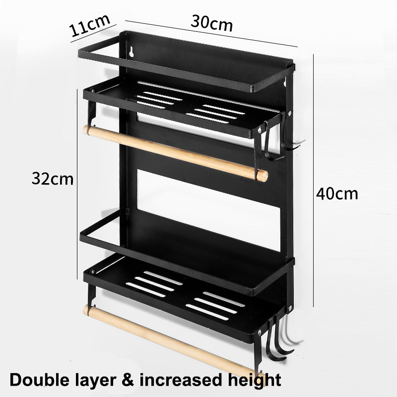 Magnet Kitchen Organizer Kitchen Accessories Magnetic Holder Paper Towel Holder Metal Shelf Spice Storage Rack Fridge Shelf