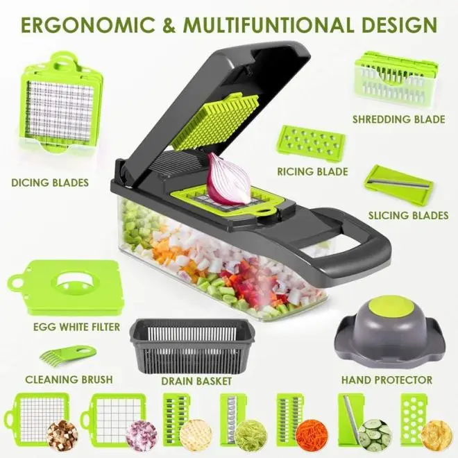 15 in 1 Multifunctional vegetable chopper Gadgets Kitchen Accessories Mandolin Home Kitchen Manual Chopper