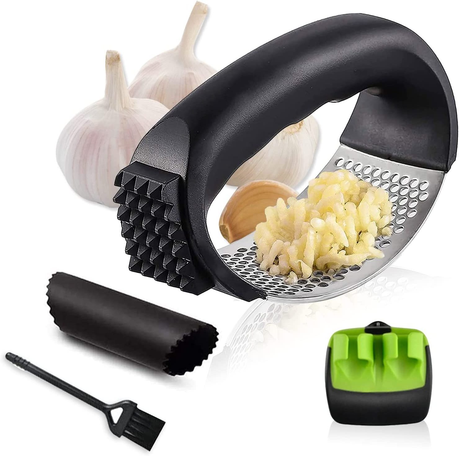 Hotsell Product Kitchen Gadgets Garlic Tools Rocker Mincer Food Grade Stainless Steel Ginger Juice Garlic Crusher Garlic Press