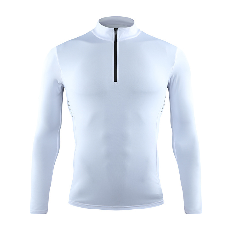 Jogging Fitness Wear Quick Dry Custom Long Sleeve Gym T-shirts Workout Men Clothing 1/4 Quarter Zip Pullover Compression Shirts