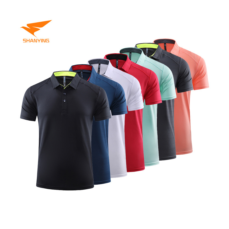 Factory Custom Soft fabric 86% polyester 14% spandex mens golf polo t shirts