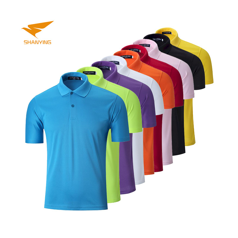 Sales promotion Custom logo solid color plain blank pique polyester embroidery Washed t shirt cotton t-shirts men's polo shirts