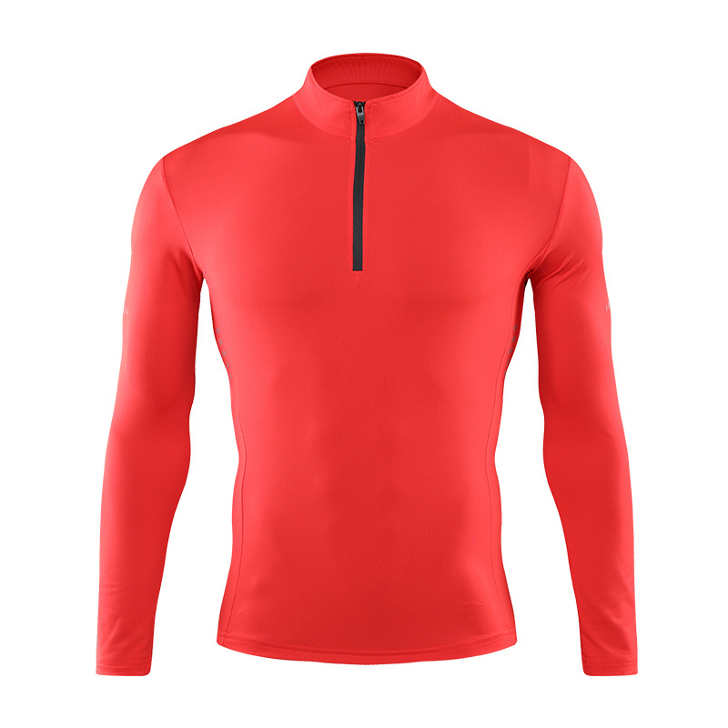 Jogging Fitness Wear Quick Dry Custom Long Sleeve Gym T-shirts Workout Men Clothing 1/4 Quarter Zip Pullover Compression Shirts