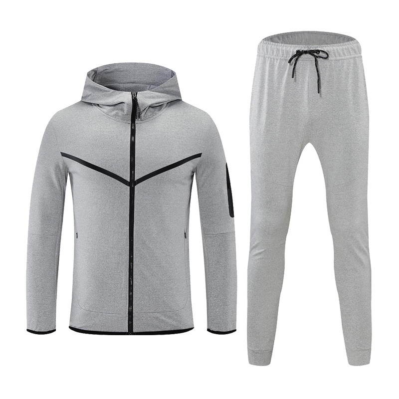 Wholesale Mens Sweat Suits Zips 2 Pieces Hoodie Set Jogging Suit Tech Fleece Track Suit Custom Logo Jacket Tracksuits For Men