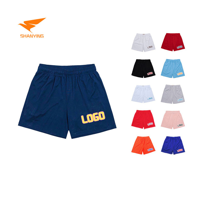 Blank Custom Logo Polyester Gym Mesh Sports Athletic Running Sport Fitness Beach Basketball Jogging Man Loose Shorts