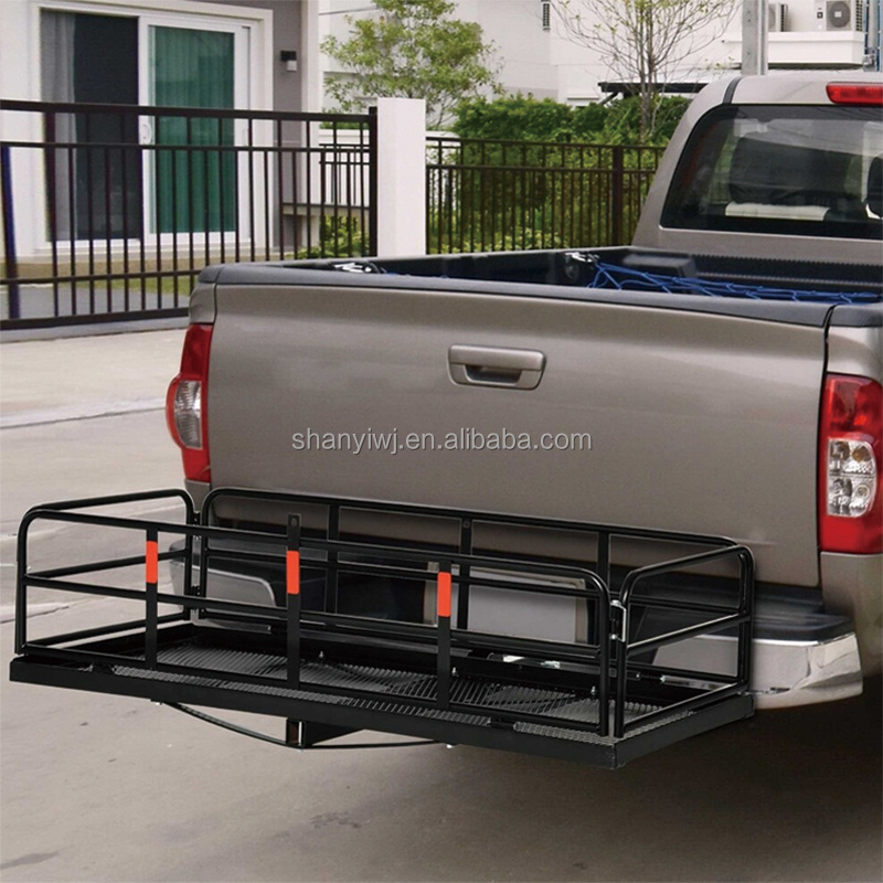 TOOTUFF Folding Cargo Carrier, Hitch mount Luggage Basket With High Side Rails For Truck, SUV, Van, Car,