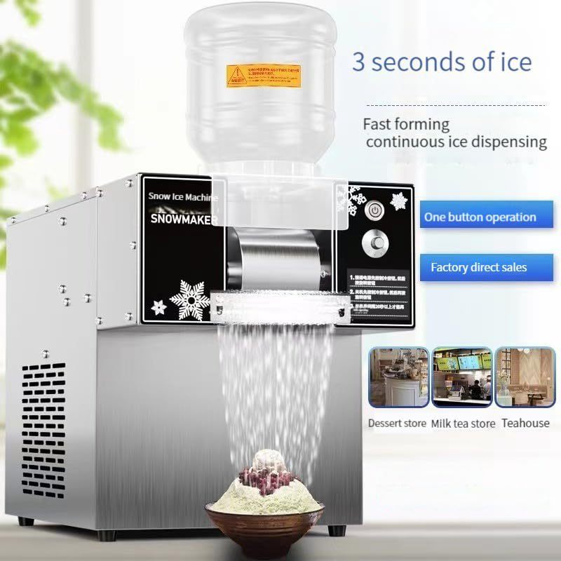 60kg/24H Smoothie Machine Snow ice Making Machine Snowflake Shaved Continuous Snowflake Ice Maker 110V 360W For Dessert Shop