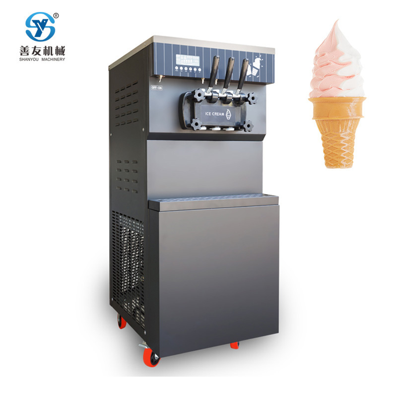 Shanyou hot sale soft ice cream machine 1800w frozen yogurt fruit ice cream vending machine  with pulley