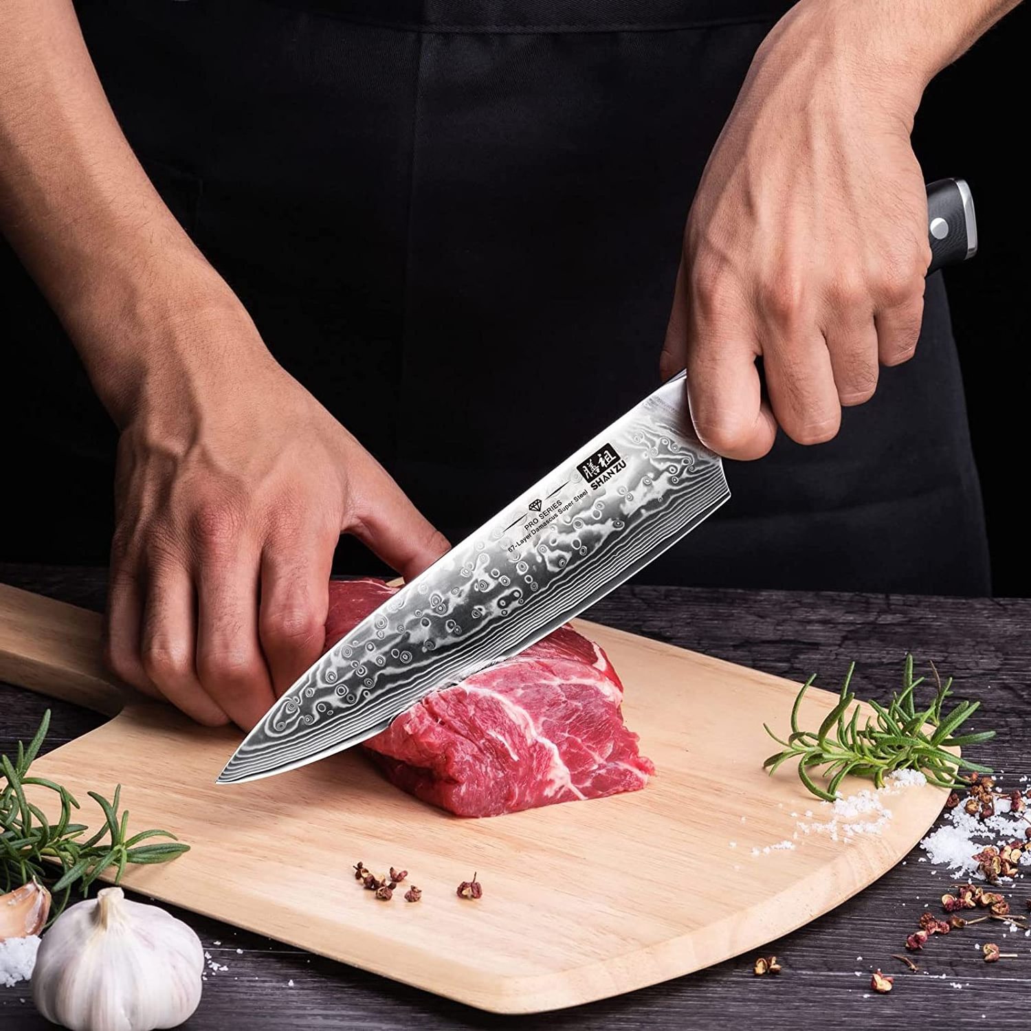 High Quality 8inch Damascus Steel AUS-10 Razor Sharp Chef Knife  G10 Grip Carbon Fiber kitchen Knife