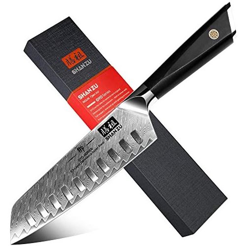 SHAN ZU GYO Series Japanese Damascus Chef Knife Santoku Knife 7 Inch Professional Multifunction Kitchen Santoku Knives