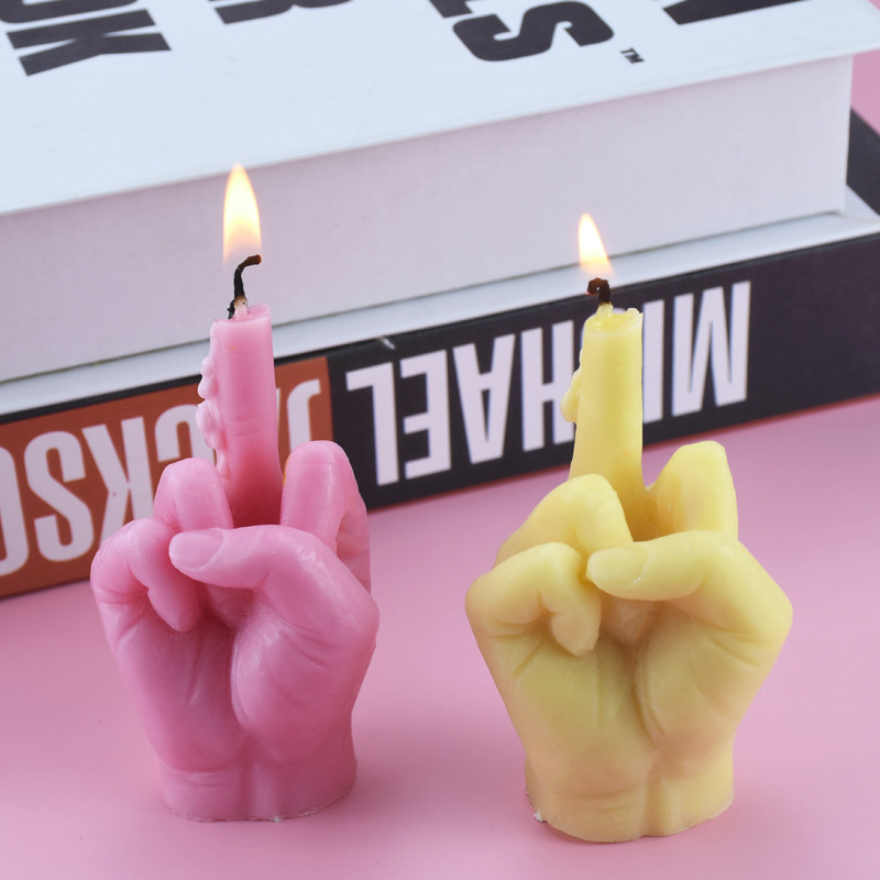 Modeling finger gestures middle finger scented candle silicone mold