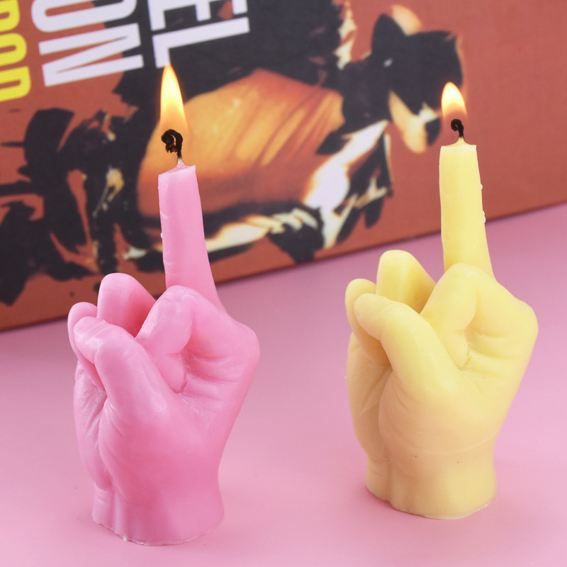 Modeling finger gestures middle finger scented candle silicone mold