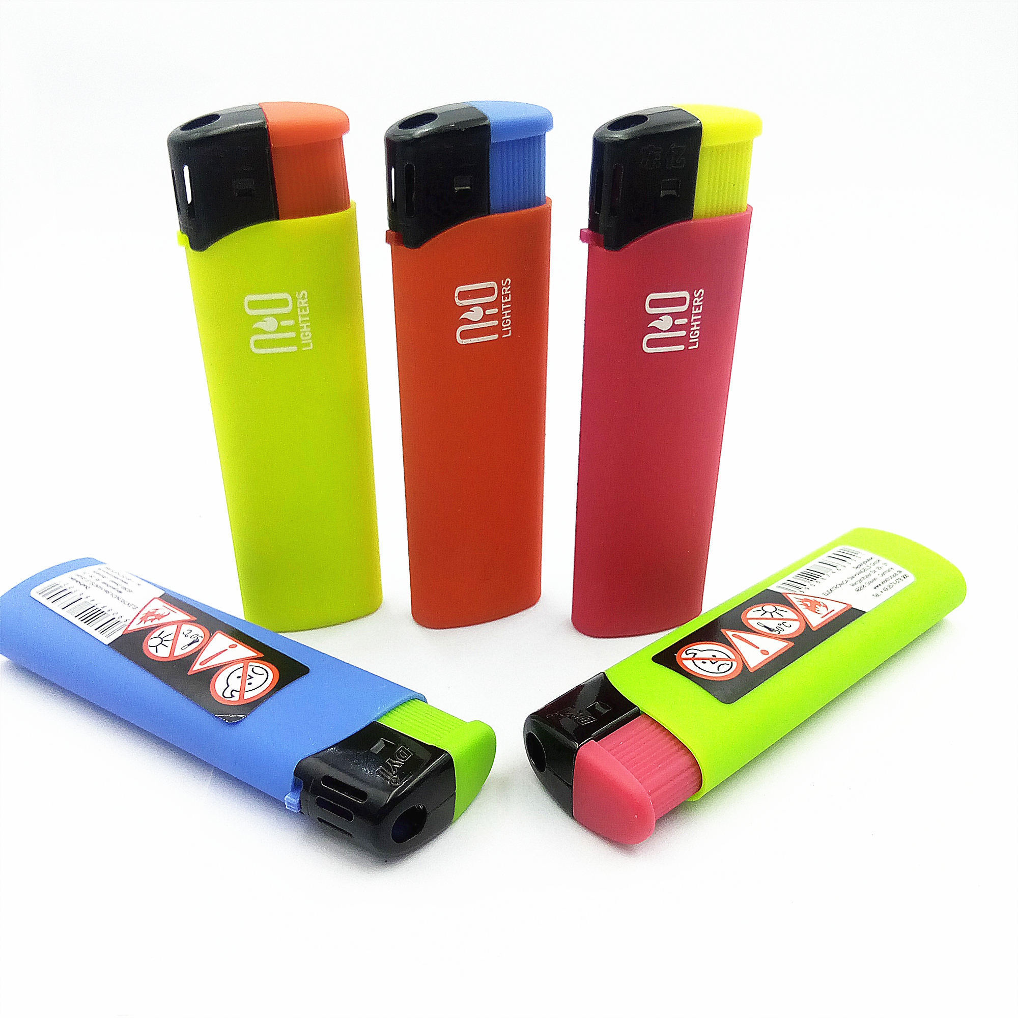 Rubber Color Bulk Briquet Plastic Lighters Disposable Pipe Kitchen Lighters