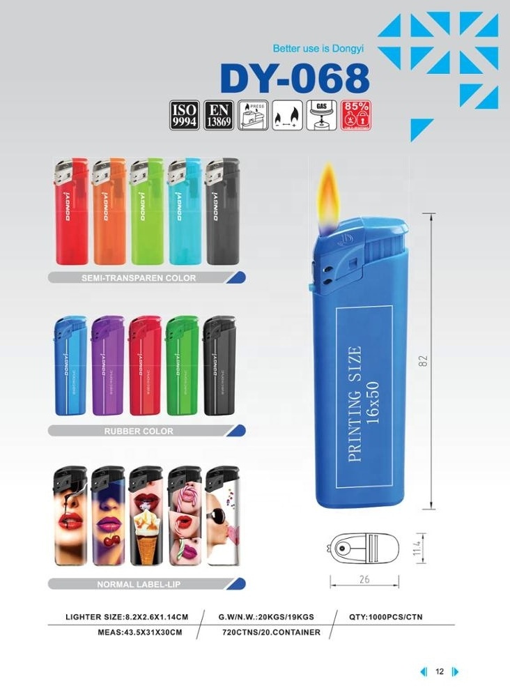 Dongyi High Quality  Colorful  CR  Plastic Electric  lighter 82mm