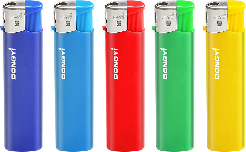 dongyi cigarette plastic refillable disposable electronic press button piezo good quality solid colour lighter DY-062