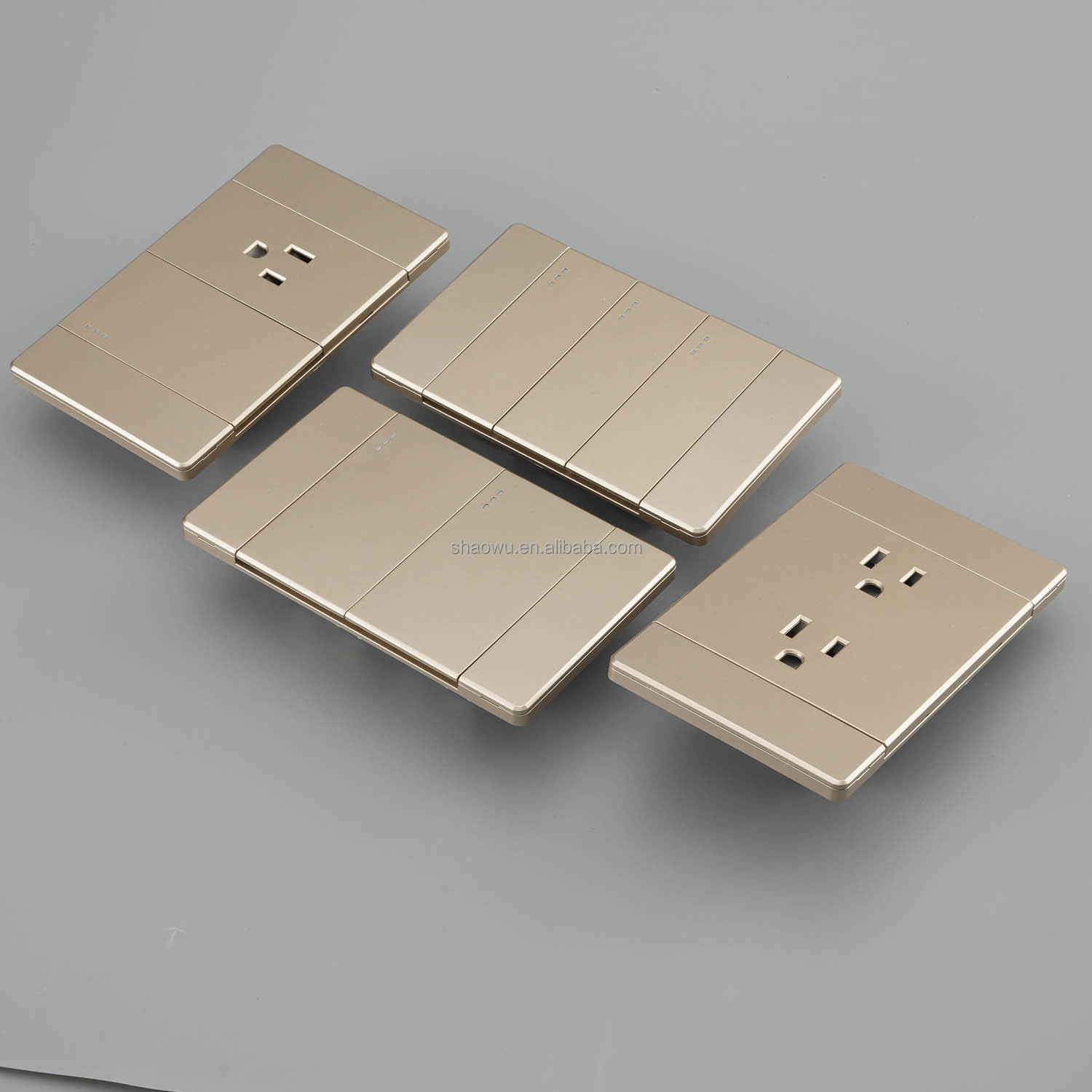 New Design Gray Super Slim Ethiopia 118 110V 220V China Wenzhou Home Electric Wall 2 Gang Light Switch and socket outlet