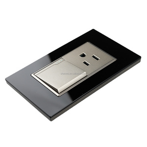 modern luxury black glass acrylic us nom American wall outlet sockets and switches electrical