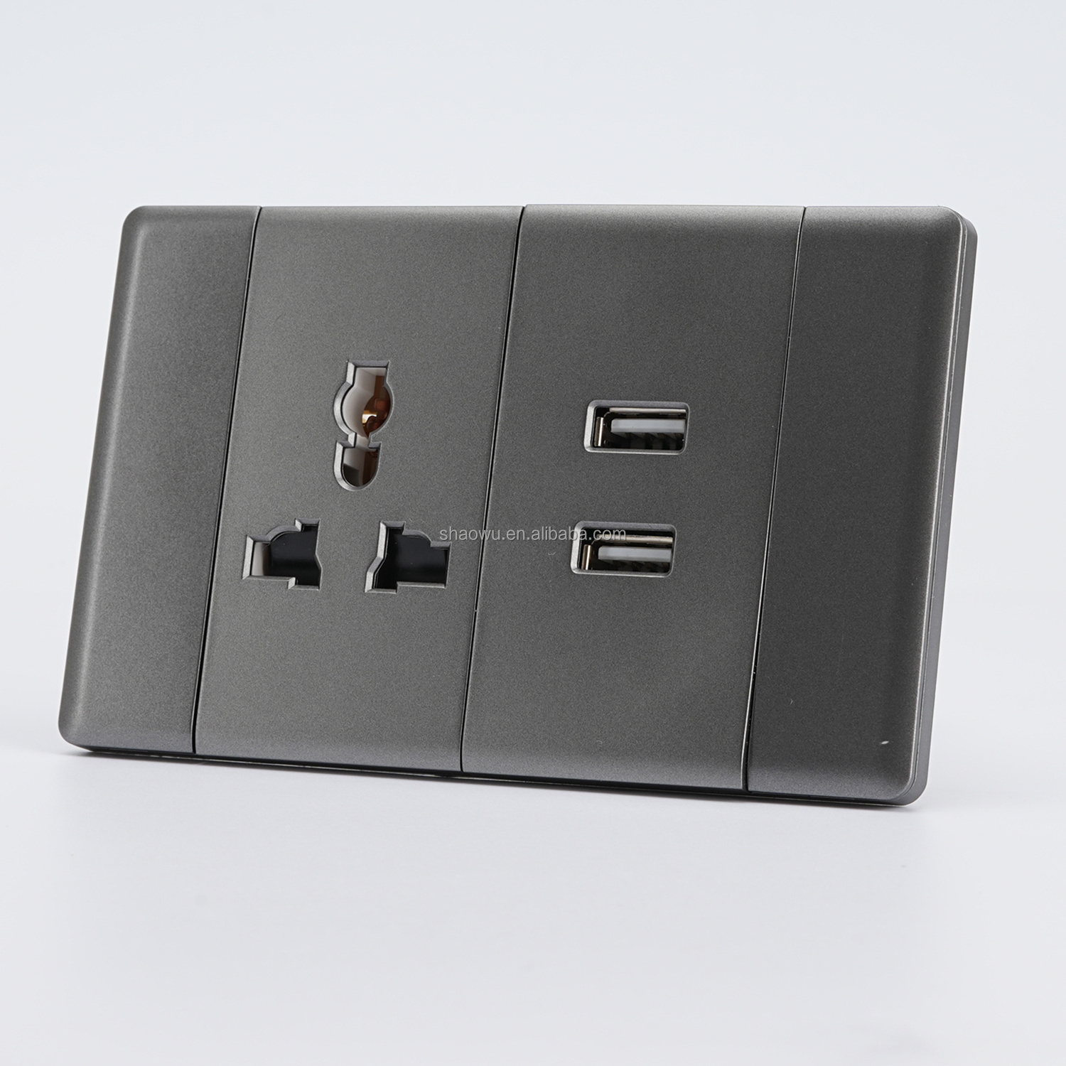 Gray Modern Super Slim Ultrathin slim Home four 4gang Wall light switch and socket