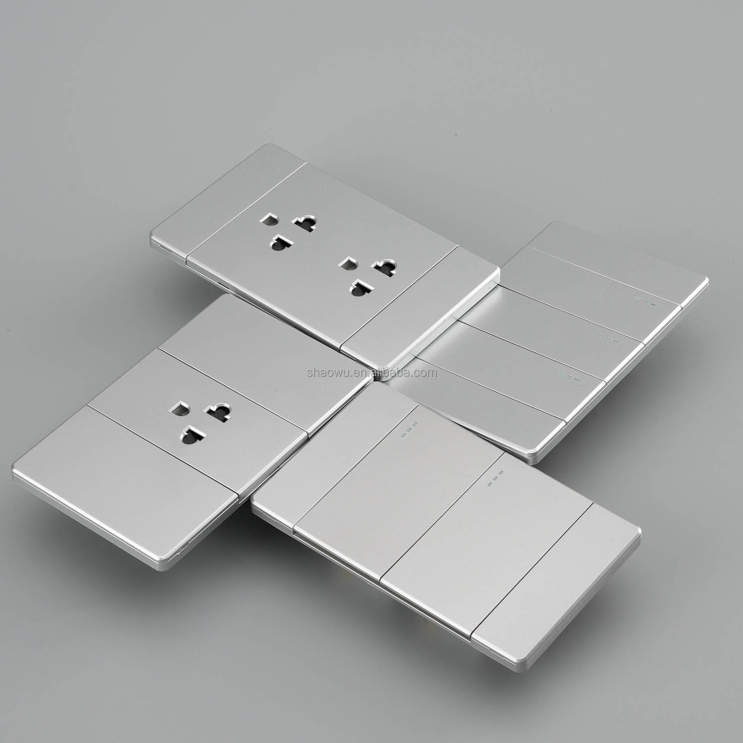 New Design Gray Super Slim Ethiopia 118 110V 220V China Wenzhou Home Electric Wall 2 Gang Light Switch and socket outlet