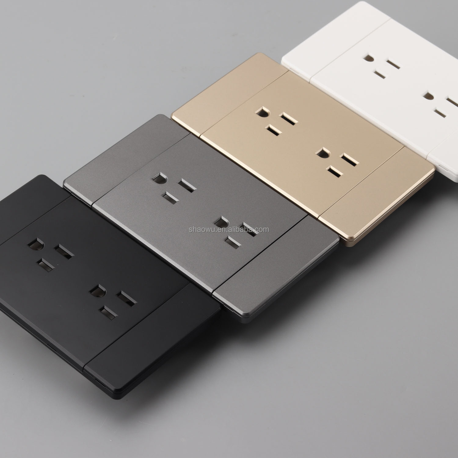 modern black double 2 gang china electric switch and socket outlet plate cover for home