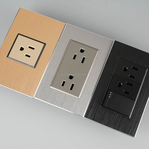 High Quality Modern Luxury Golden Black Silver Light Electric Aluminum Switch Wall Outlet Socket