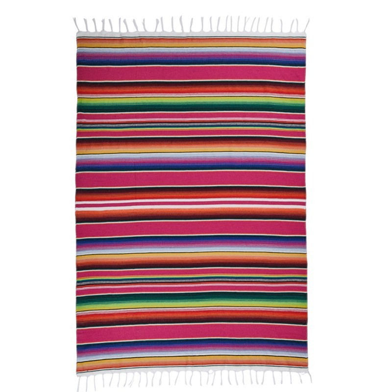 Wholesale Woven 60% Cotton 40%Polyester Beach Blanket Cheap Custom Print Flag In Bulk Falsa Yoga Mexican Blanket