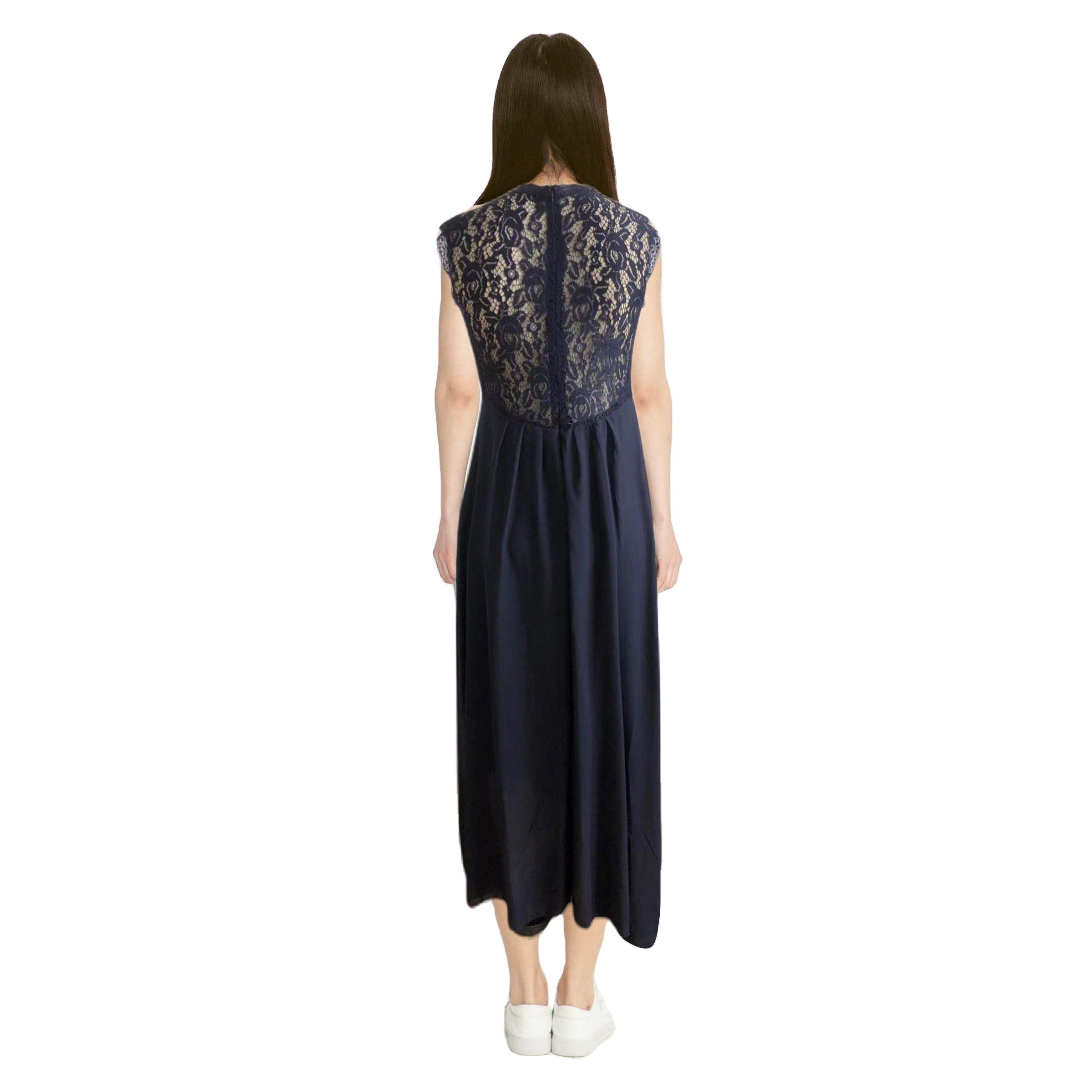 womens lace patchwork dress chiffon sleeveless cocktail dress back cutout evening wear