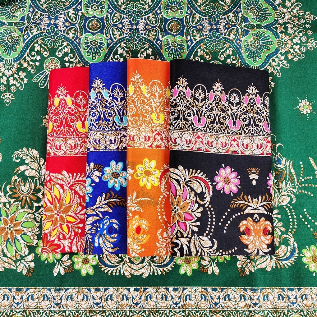 Hotsale polyester cheap sarong pareo print fabric bright color sarong tradition flower lungi