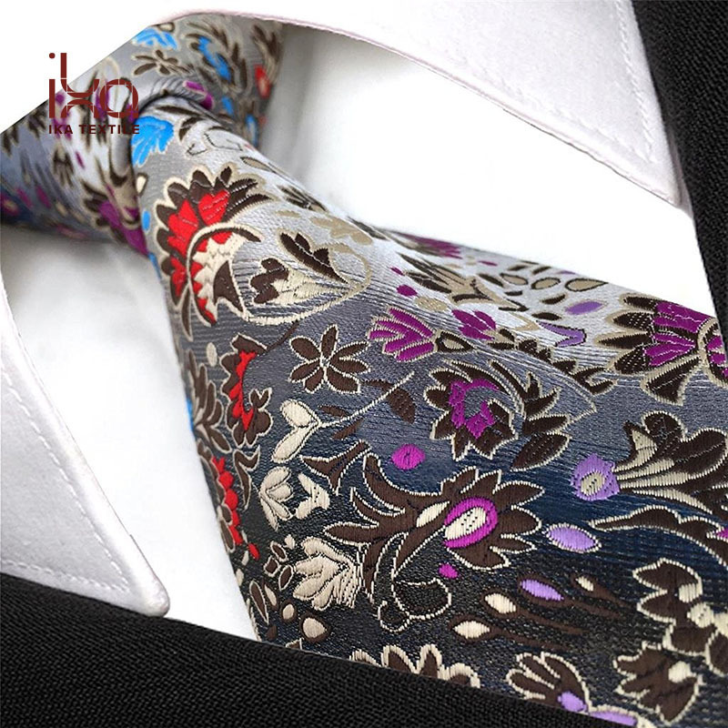 Luxury 100% Natural Silk Jacquard Woven Wholesale Mens Floral Tie