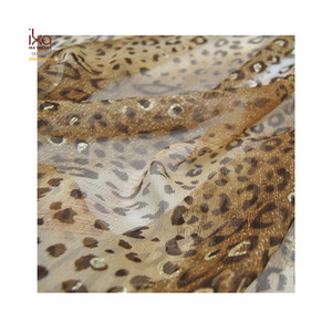 Wholesale Trade Leopard Print Pure Silk Crinkle Crepe Fabric with Gold Dust