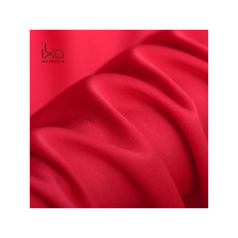 Dark Red Plain Dyed Thick 95% Silk 5% Spandex Fabric Silk Double Georgette