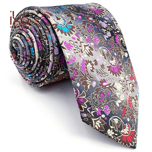 Luxury 100% Natural Silk Jacquard Woven Wholesale Mens Floral Tie