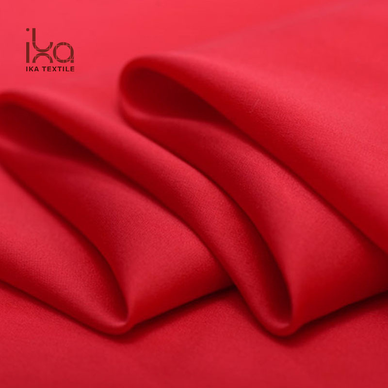 Dark Red Plain Dyed Thick 95% Silk 5% Spandex Fabric Silk Double Georgette