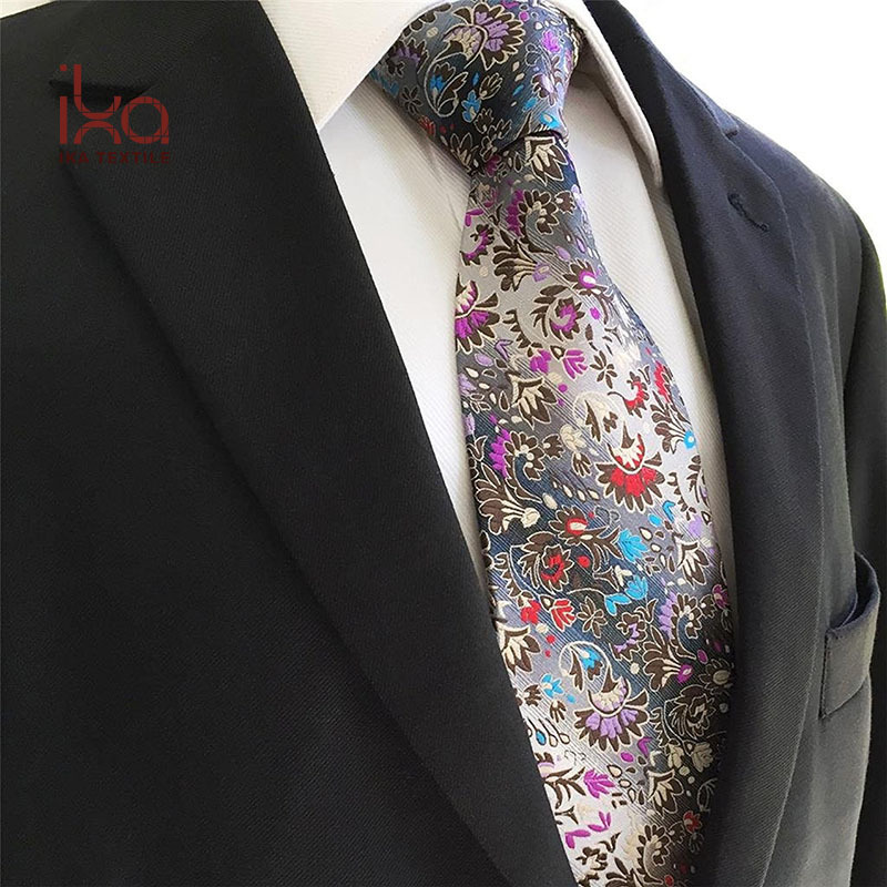 Luxury 100% Natural Silk Jacquard Woven Wholesale Mens Floral Tie