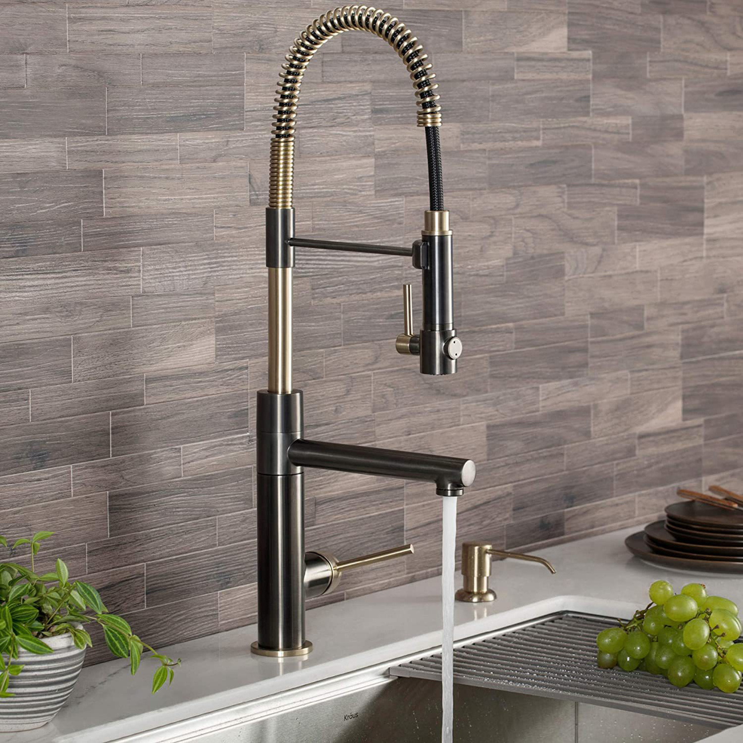 Brass Black Torneira Gourmet drinking water spout Kitchen Sink Faucets Pull Out Spring Kitchen Faucets